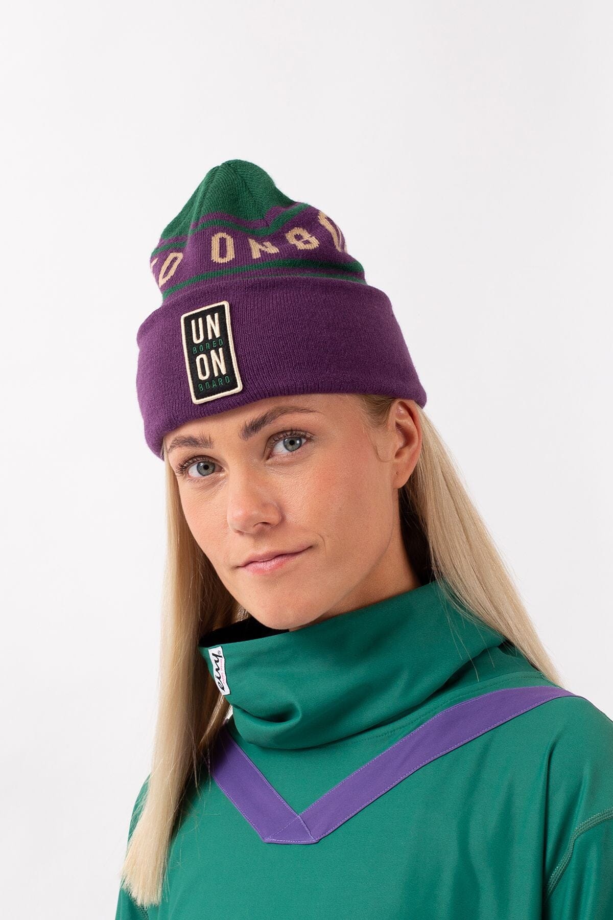 Eivy League Beanie, Green/Purple