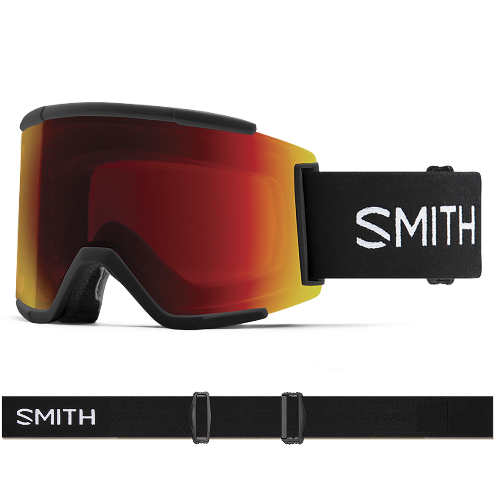 Smith Squad XL Black, Sun Red Mirror