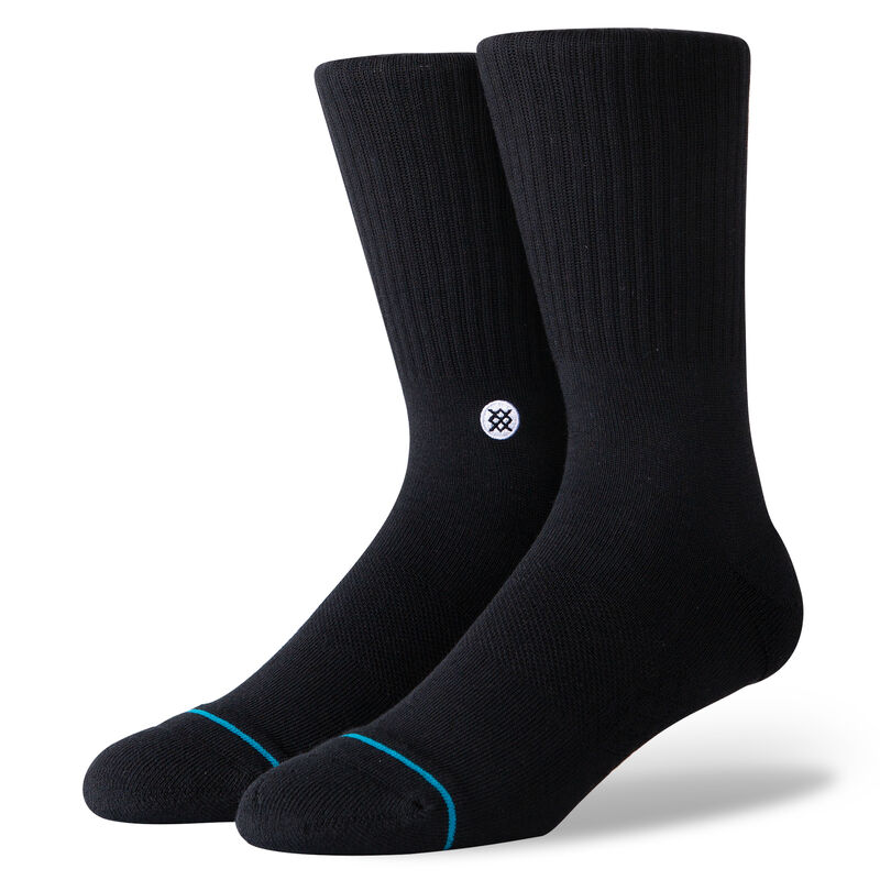 Stance Icon Crew Socks, Black/White