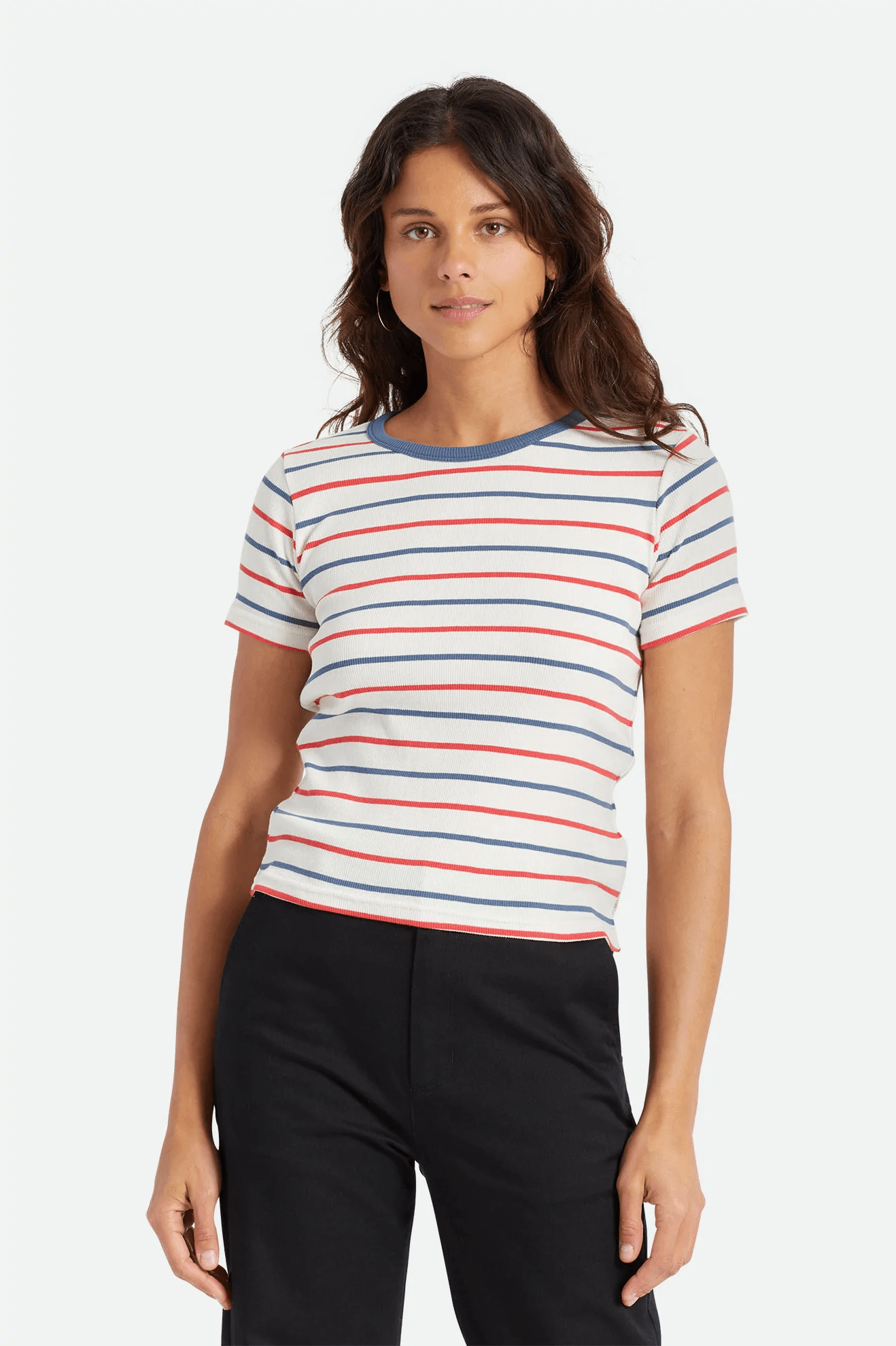 Brixton WMNS Samantha Baby Tee, Stripe