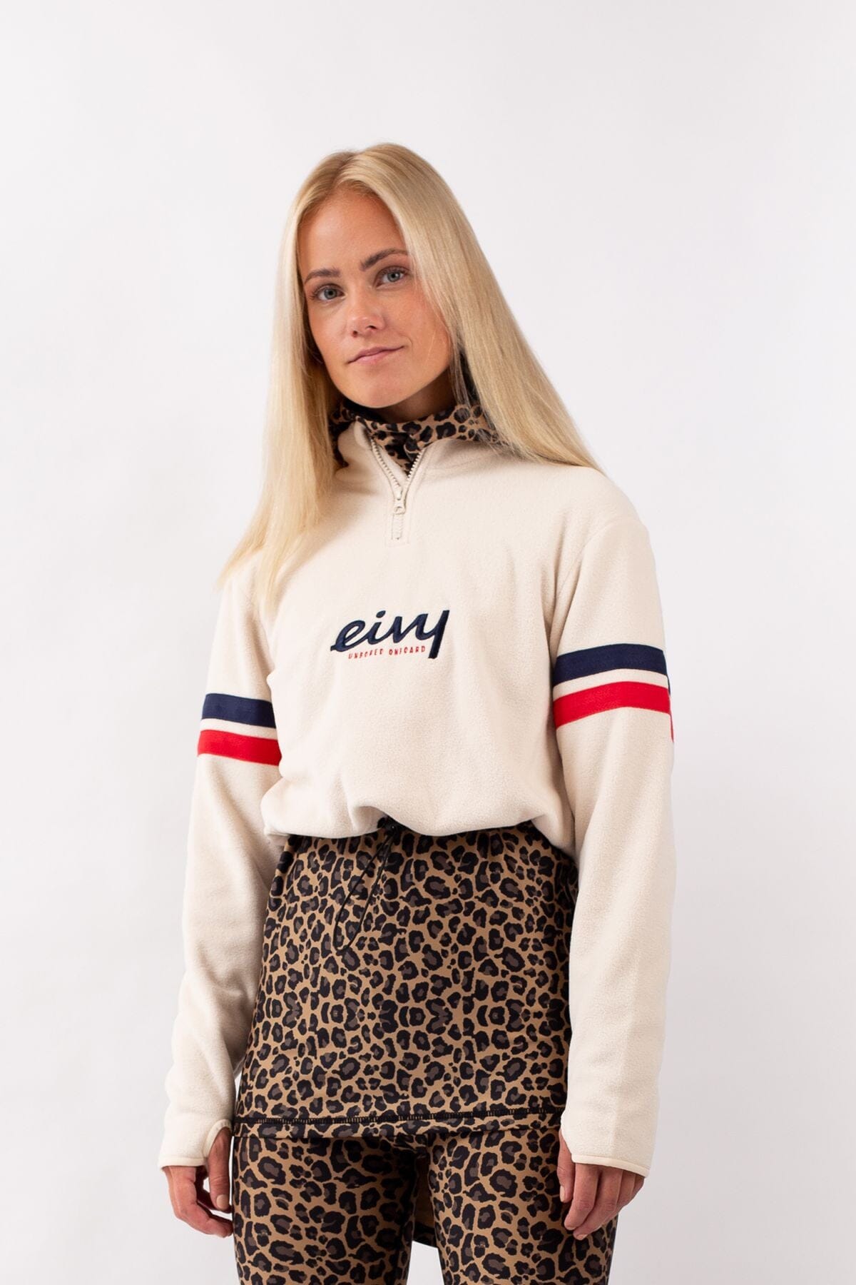 Eivy Meg Cropped Zip Fleece, Offwhite