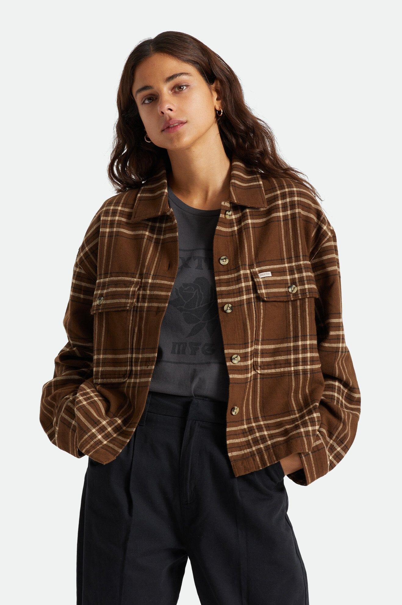 Brixton WMNS Bowery Flannel, Brown Brixton WMNS Bowery Flannel, Brown