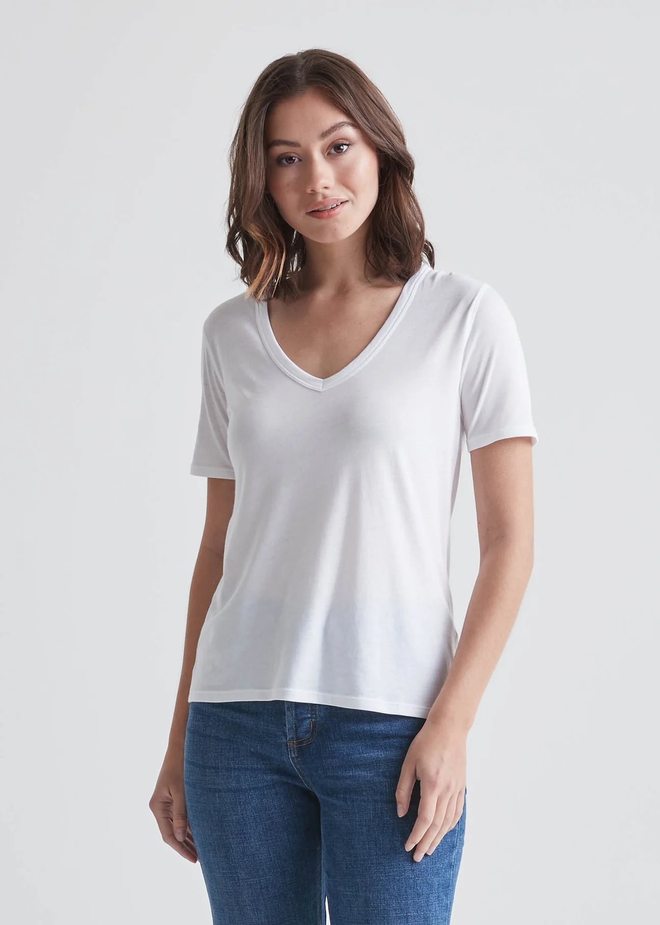 DUER WMNS The Only Tee V-Neck, White DUER WMNS The Only Tee V-Neck, White
