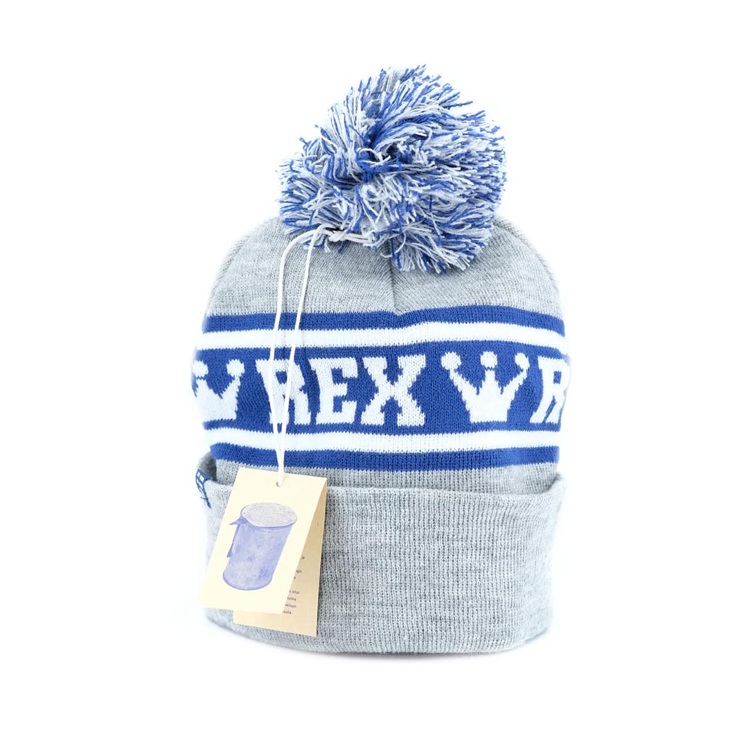 Rex Pom Beanie, Blue/Gray